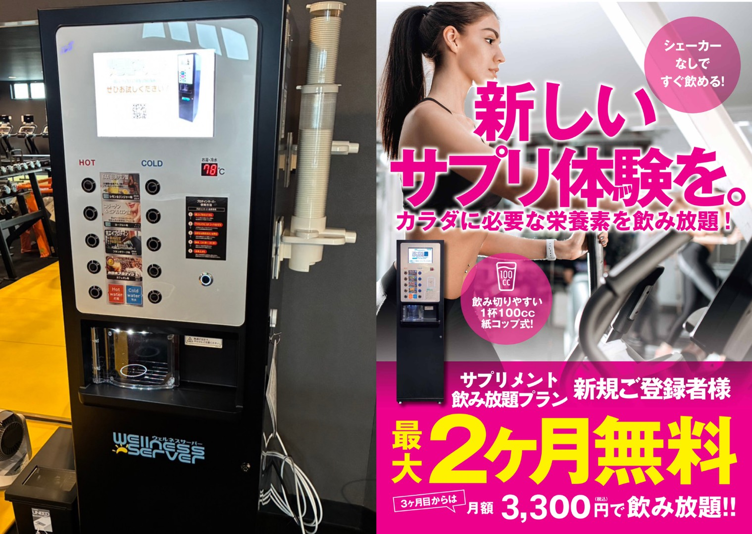 プロテインサーバー2ヶ月間無料で飲み放題（御坊店|和歌山県御坊市のフィットネスジム）