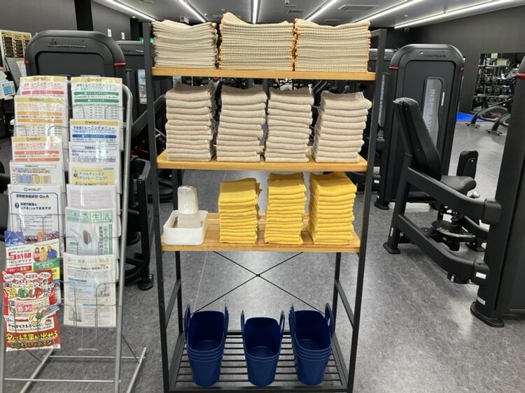 タオル貸し出し無料！カゴもあるので持ち運びがラク♪（酒田店|山形県酒田市のフィットネスジム）