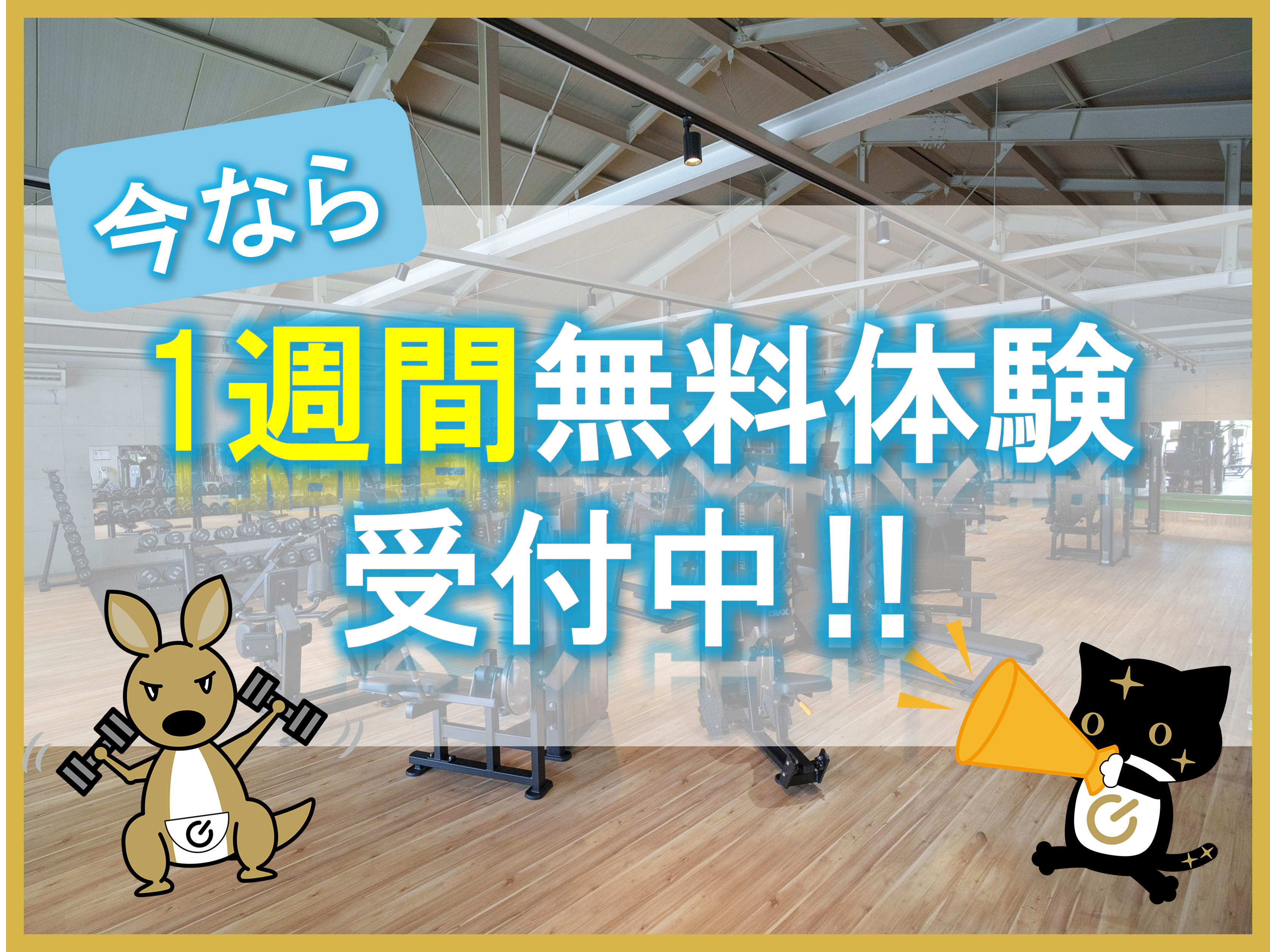 今なら１週間無料体験実施中！是非この機会に体験ください！（田原本店|奈良県磯城郡のフィットネスジム）
