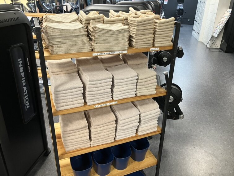 タオル貸し出し無料！カゴもあるので持ち運びがラク♪（米沢店|山形県米沢市のフィットネスジム）